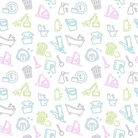 Seamless background of cleaning and housework. Vector Illustrationのイラスト素材