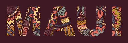 Inscription MAUI in the style of abstract hand drawingのイラスト素材