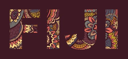 Inscription FIJI in the style of abstract hand drawingのイラスト素材