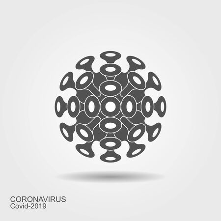 Coronavirus flat icon. Vector stylized icon with shadowのイラスト素材