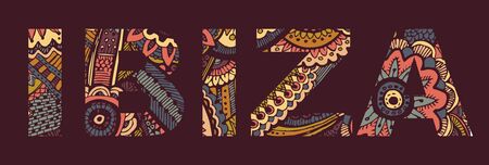 Inscription IBIZA in the style of abstract hand drawingのイラスト素材