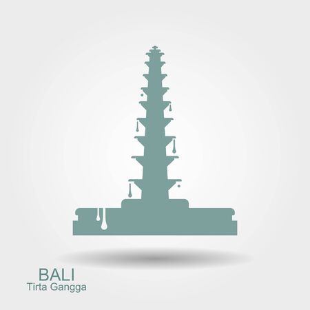 Water Palace of Tirta Gangga. Landmark in Bali, Indonesia. Flat stylized vector iconのイラスト素材