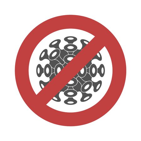Sign of a strikethrough coronavirus. Vector stylized iconのイラスト素材