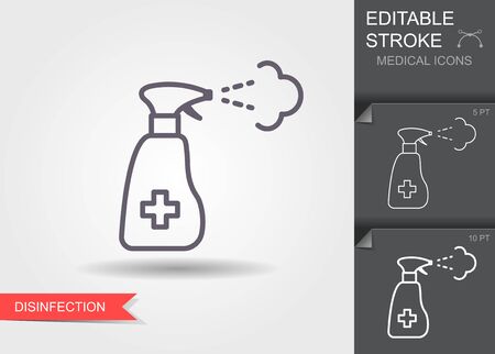 Sanitizer spray. Line icon with editable strokeのイラスト素材