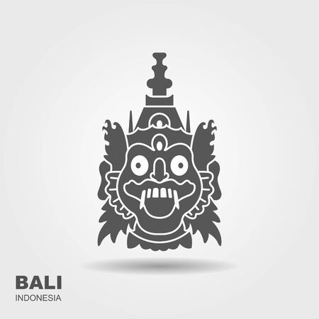 Barong. Traditional ritual Balinese mask. Flat iconのイラスト素材