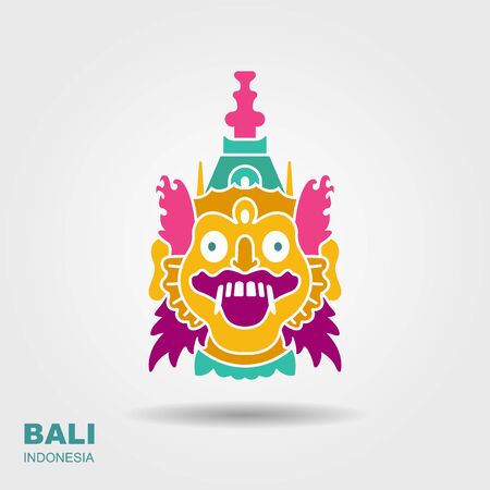Barong. Traditional ritual Balinese mask. Flat iconのイラスト素材