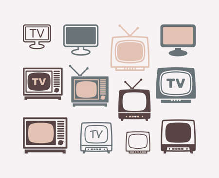 TV icons in retro style. Set of vector illustrationsのイラスト素材