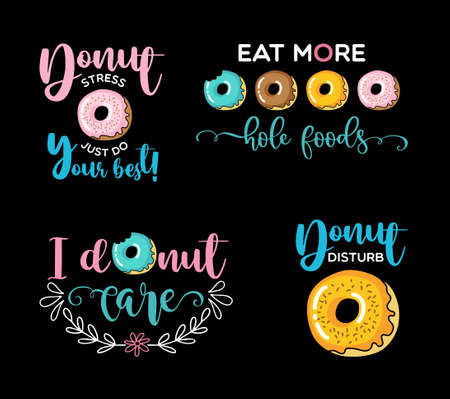 Donut stress just do your best and other funny quotes with donatesのイラスト素材