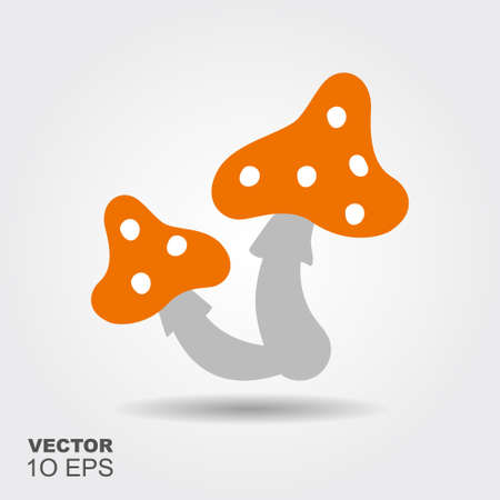 Witchcraft mushrooms. Flat silhouette icon with shadowのイラスト素材