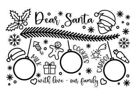 Santa tray concept. Place for cookies, drink and carrots for reindeer.のイラスト素材