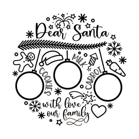 Santa tray concept. Place for cookies, drink and carrots for reindeer.のイラスト素材