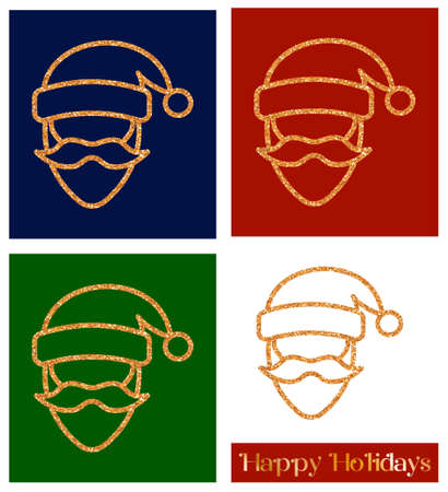 Christmas decor with golden glitter texture. Santa Claus - greeting card template and design element. Vector Illustrationのイラスト素材