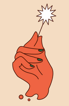 simple vector colorful new year hand with sparkler on the holidayのイラスト素材