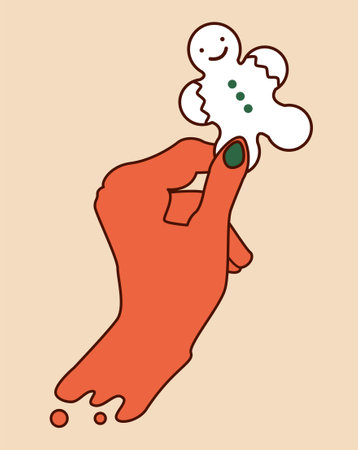 simple vector colorful new year hand with cookie on the holidayのイラスト素材