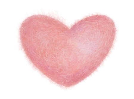 Hand drawn stylized heart. Pink heart with fur textureのイラスト素材