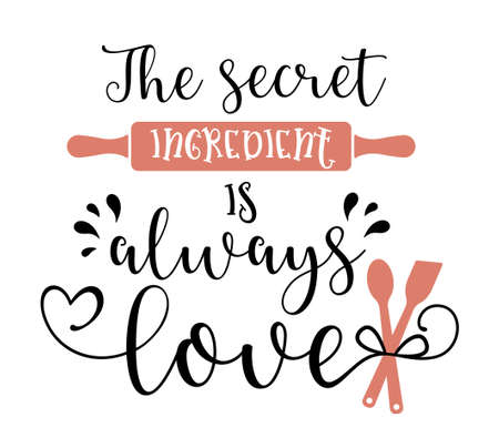 Template for Kitchen poster or apron print. The Secret ingredient is always loveのイラスト素材