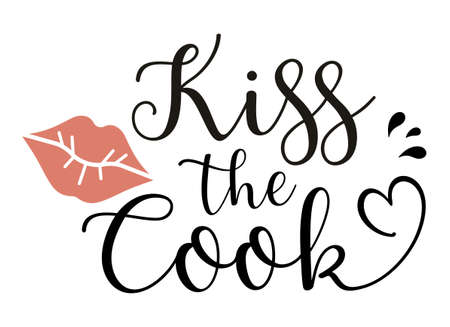 Template for Kitchen poster or apron print. Kiss the cookのイラスト素材
