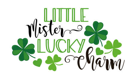 St. Patricks Day quote typography T-shirt baby Design - Little Mister Lucky Charmのイラスト素材