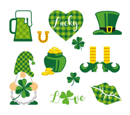 St. Patricks Day vector design elements set. St Patricks day ttraditional symbol set.のイラスト素材