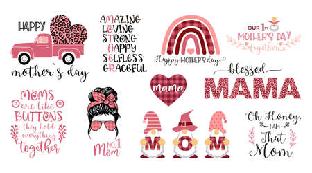 Mother s Day Vector Set, mothers day quote bundleのイラスト素材