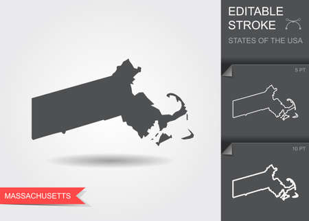 Stylized map of the U.S. state of Massachusetts vector illustrationのイラスト素材