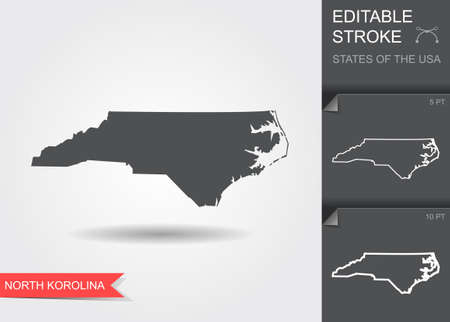 Stylized map of the U.S. state of North Carolina vector illustrationのイラスト素材
