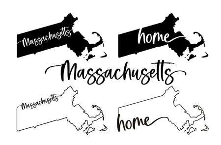 Stylized map of the U.S. State of Massachusetts vector illustrationのイラスト素材