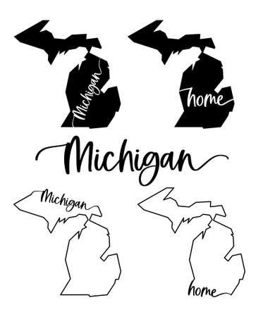 Stylized map of the U.S. Michigan State vector illustrationのイラスト素材