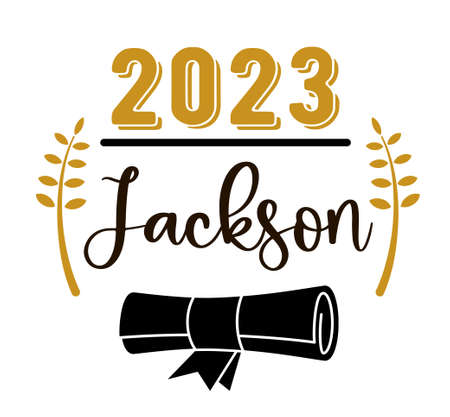 Lettering template for a graduate 2023 with a place for the nameのイラスト素材