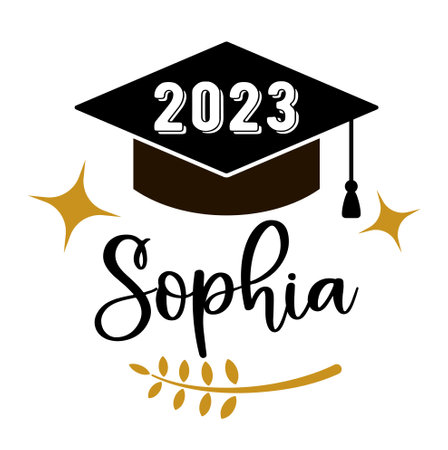 Lettering template for a graduate 2023 with a place for the nameのイラスト素材