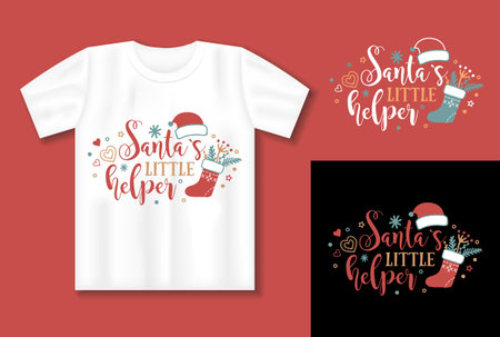 Funny Christmas quote. Vector lettering for t shirt, poster, card. Merry Christmas concept with t-shirt mockupのイラスト素材