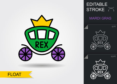 Mardi Gras float. Line icon with editable stroke with shadowのイラスト素材
