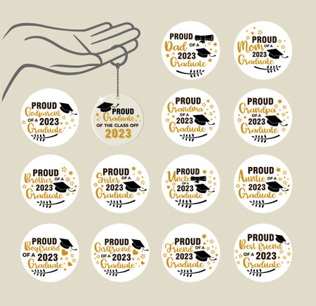Graduation congratulations at school, university or college. Design templates for round keychainのイラスト素材