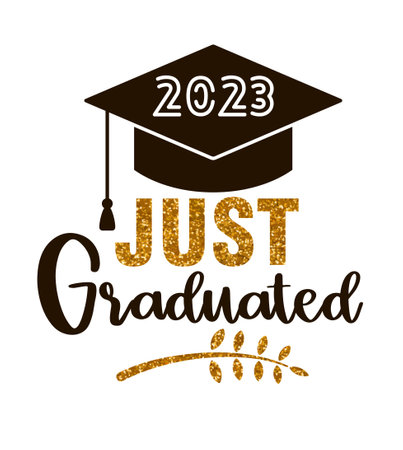 Just graduated .Graduation congratulations at school, university or college. Trendy calligraphy inscriptionのイラスト素材
