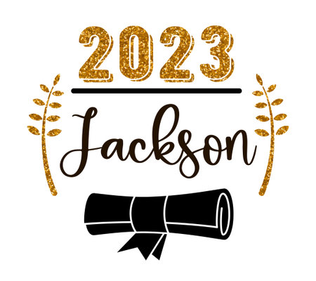 Class of 2023 .Graduation congratulations at school, university or college. Trendy calligraphy inscriptionのイラスト素材
