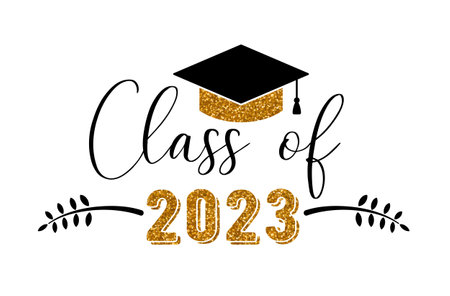 Class of 2023 .Graduation congratulations at school, university or college. Trendy calligraphy inscriptionのイラスト素材