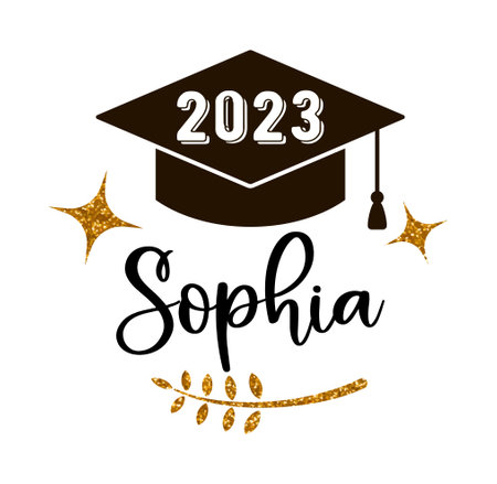 Class of 2023 .Graduation congratulations at school, university or college. Trendy calligraphy inscriptionのイラスト素材
