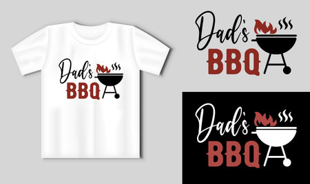 Dad s BBQ. Vector lettering for t shirt, poster, card. Funny BBQ concept with t-shirt mockupのイラスト素材