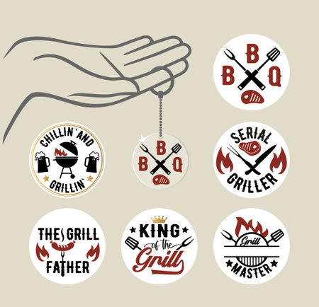 Fun barbecue and grill inscription. Vector lettering for t shirt, poster, card. Funny BBQ concept with t-shirt mockupのイラスト素材