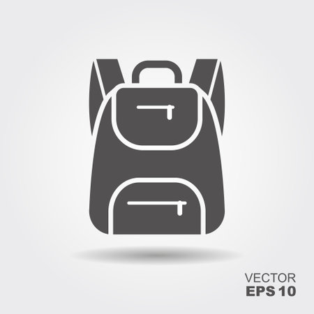 Backpack icon. Vector illustration. Flat symbol of camping with shadow.のイラスト素材