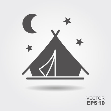 Camping Tent. Flat vector icon. Symbol of camping with shadow.のイラスト素材