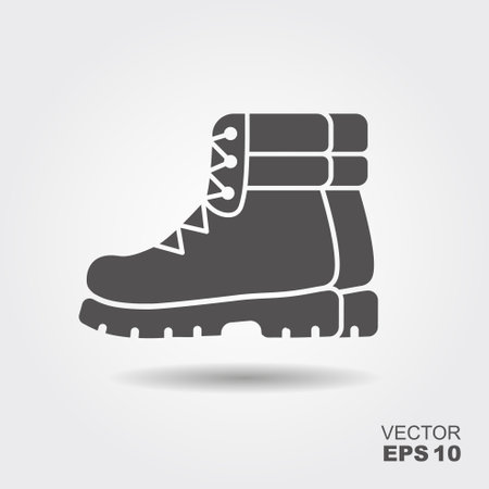 Hiking boot flat icon. Track shoe sign. Vector illiustrationのイラスト素材