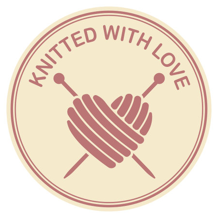 Knit or crochet emblem design. Line wool handmade shop logo. Yarn hand made logo for handmade mastersのイラスト素材