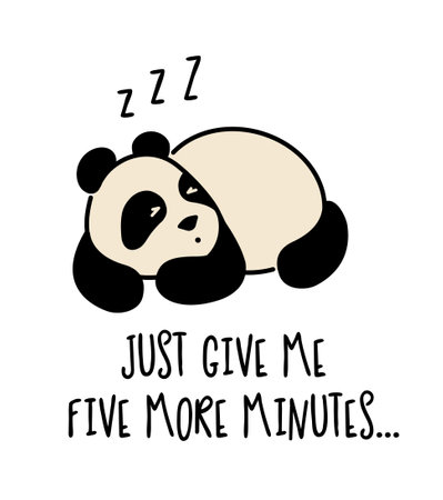 Cute panda. Simple flat icon with funny inscriptionのイラスト素材