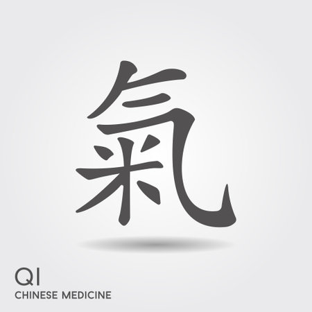 Illustration of Chinese Calligraphy qi. Vector icon with shadowのイラスト素材