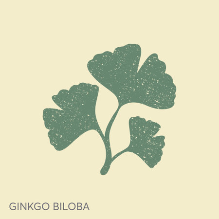 Cartoon flat ginkgo biloba leaves illustration in a retro style. Nature eco icon. Vector illustration. Leaflet organic icon. Cosmetics and medical plant iconのイラスト素材