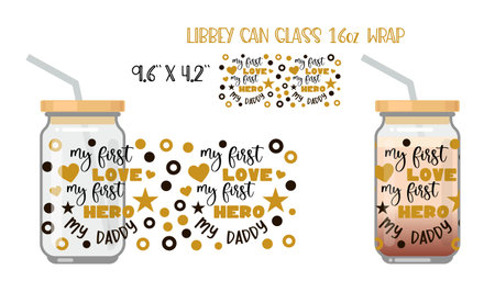 Fathers Day quote. Vector lettering for t shirt, poster, card. Happy fathers day concept with can glass mockupのイラスト素材