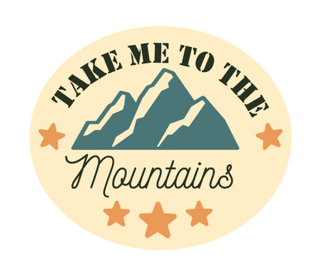 Take me to the mountains - Camping EPS Design, Print on T-Shirts, Mugs, Birthday Cards, Cuts and More Use. Cuttable vector templateのイラスト素材