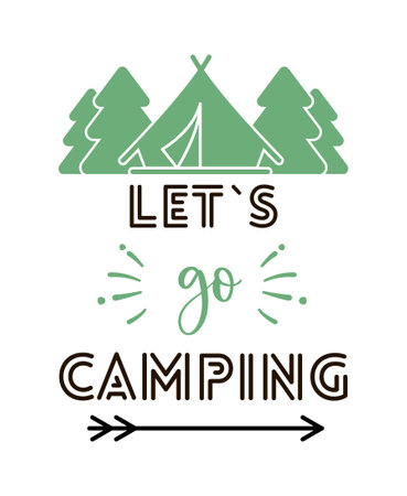 Let s go Camping, Traveling, Hiking t shirt and mug design vector illustrationのイラスト素材