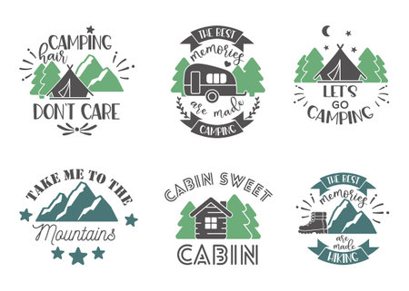 Camping EPS Design, Print on T-Shirts, Mugs, Birthday Cards, Cuts and More Use. Cuttable vector templateのイラスト素材